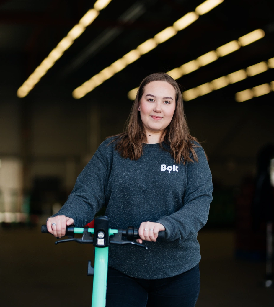 Woman on a scooter